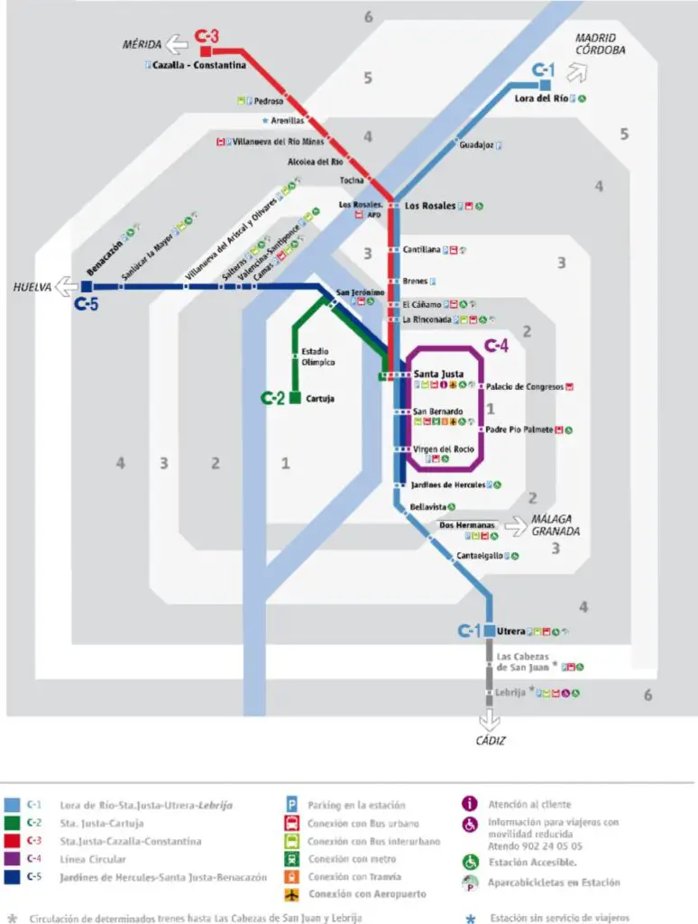 Plano de RENFE Cercanías Sevilla