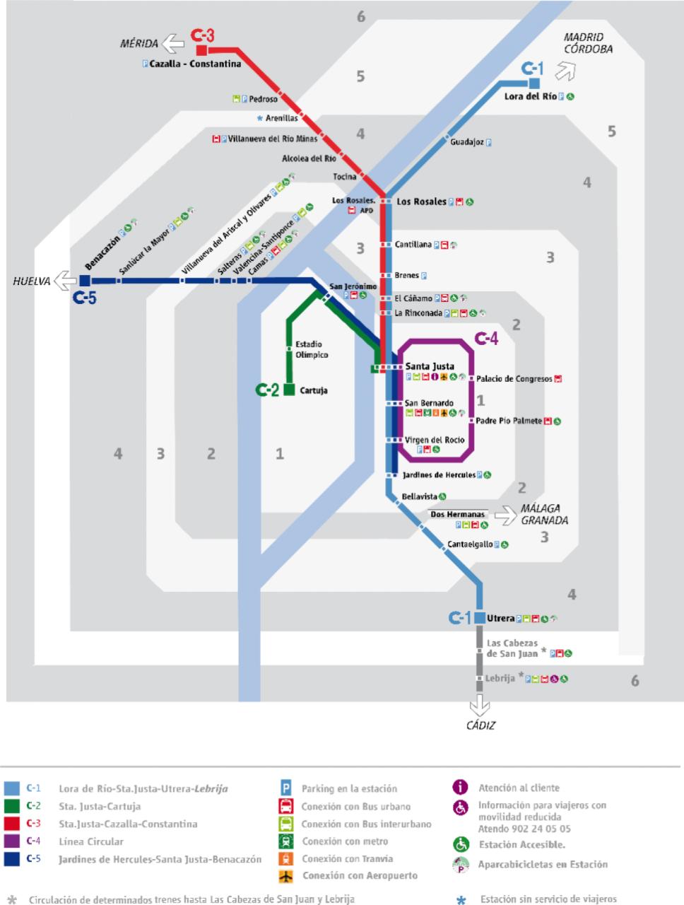 Plano de RENFE Cercanías Sevilla