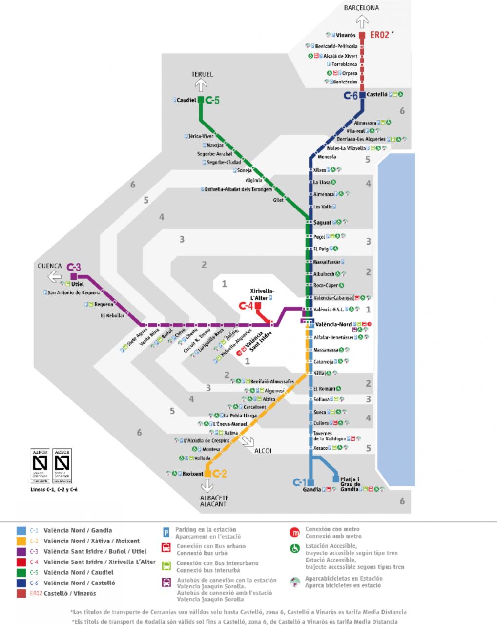 Plano de RENFE Cercanías Valencia