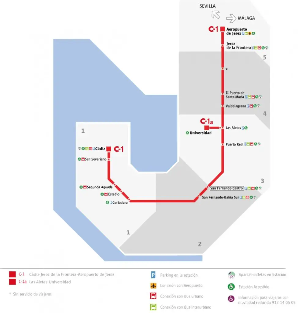 Plano de RENFE Cercanías Cádiz