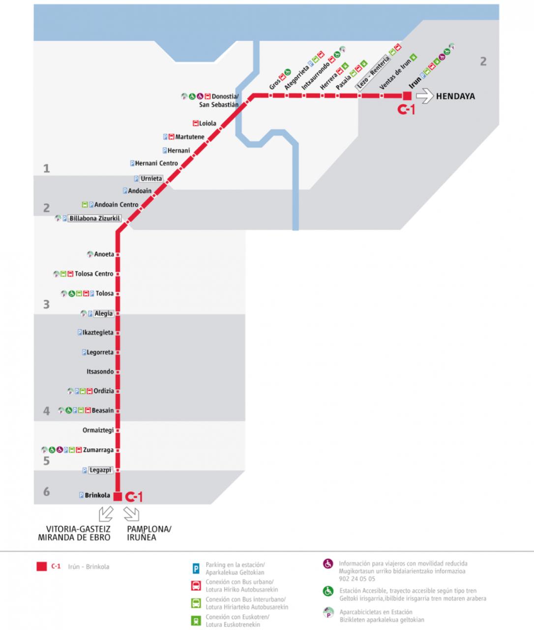 Plano de RENFE Cercanías San Sebastián