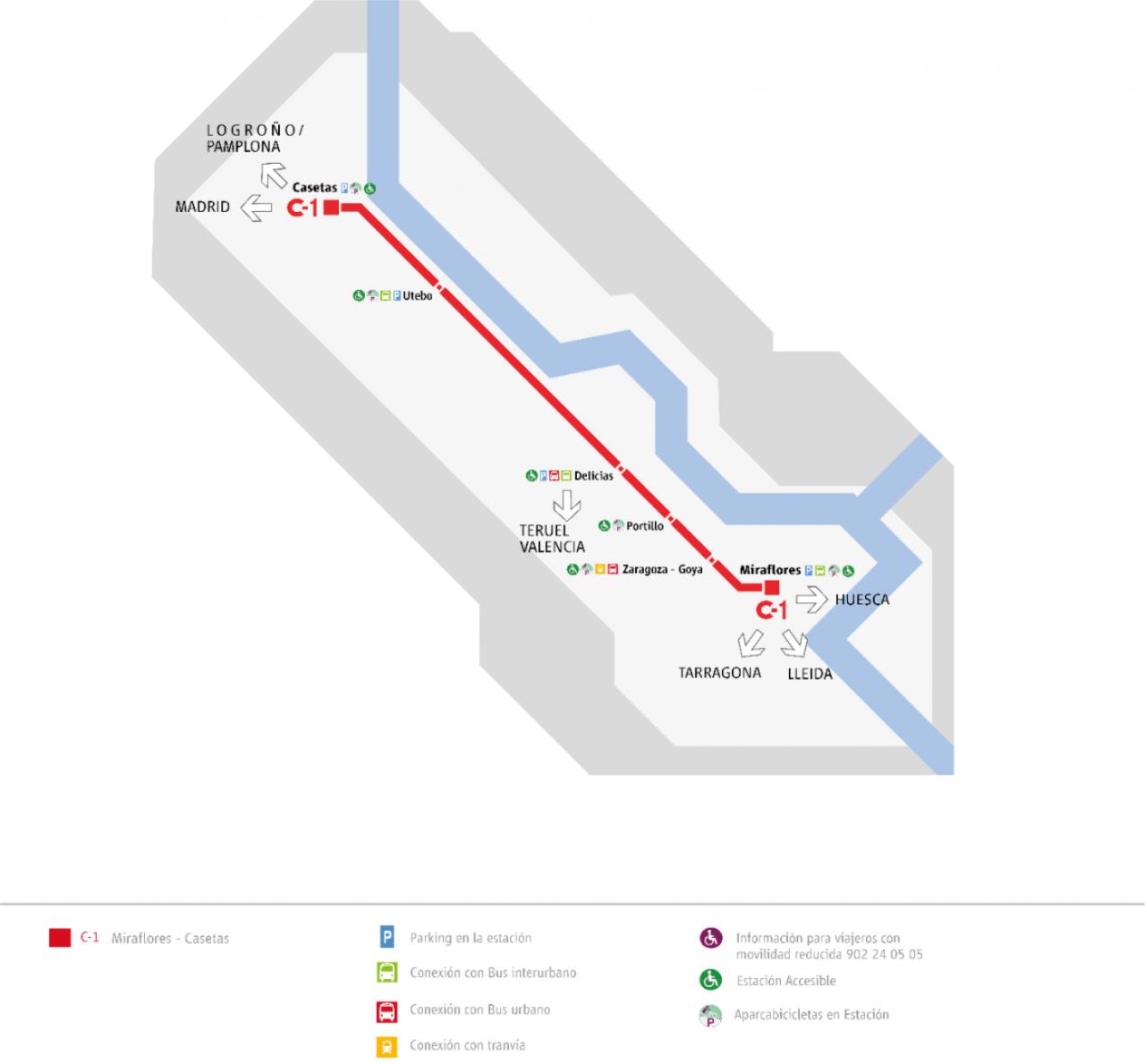 Plano de RENFE Cercanías Zaragoza