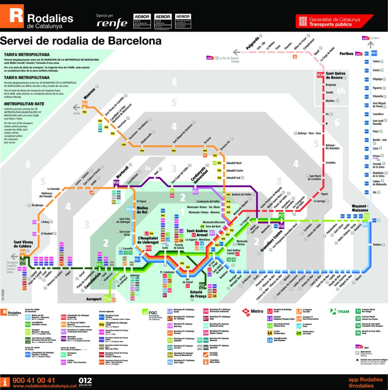 Plano de RENFE Cercanías Barcelona (Rodalíes)